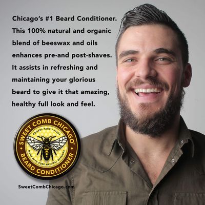 Sweet Comb Chicago: Beeswax Beard Conditioner, Strong Hold for Your Beard, Strengthens Softens Beards Mustaches - Leave in Conditioner Wax for Men