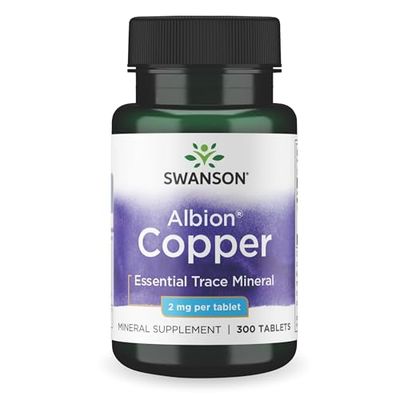 Swanson Copper Mineral Supplement - 2 mg (Copper Chelate) - Antioxidant, Immune System, and Cell Support - 300 Tablets