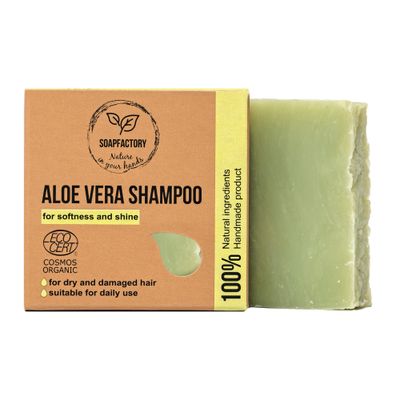 SoapFactory Organic Solid Shampoo Bar for thinning Hair, Hair Soap with Aloe Vera for Men and Women, 100 Natural, Vegan, Handmade, Plastic Free, 3 ounce