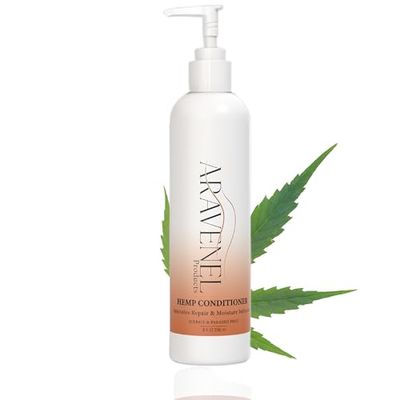 ARAVENEL Products Hemp Oil Conditioner-Detangling, Strengthening Moisturizing. Great for dry, lifeless, brittle, damaged, relaxed and colored treated hair. 8 Fl OZ