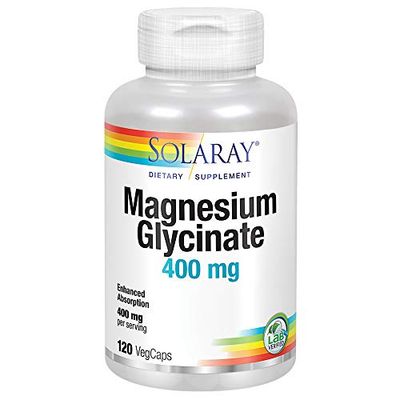 Solaray Magnesium Glycinate 400 mg Healthy Relaxation, Bone Cardiovascular Support (120 CT, 30 Servings)