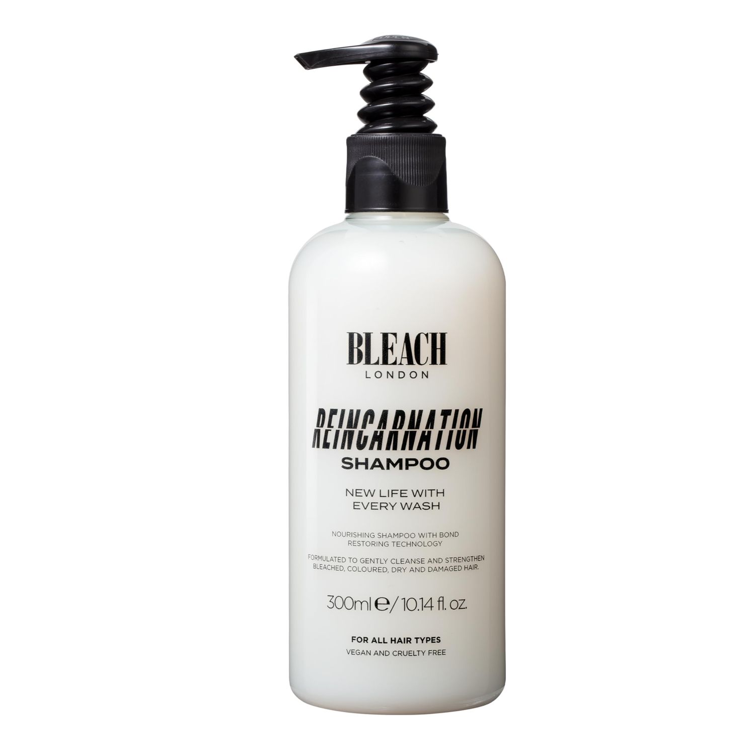 Bleach London Reincarnation Bond Restoring Shampoo: Strengthening Daily Shampoo for All Hair Types - Vegan PETA-Approved - (300ml 10.1oz)