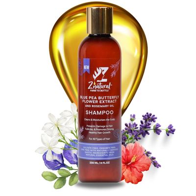Z&#39;natural Clarifying shampoo for All Hair Types - Hair Care with Rosemary, Aloe Vera Jasmine - Sulfate-Free - Nourishing for Sensitive Scalp Hair Growth - 236ml