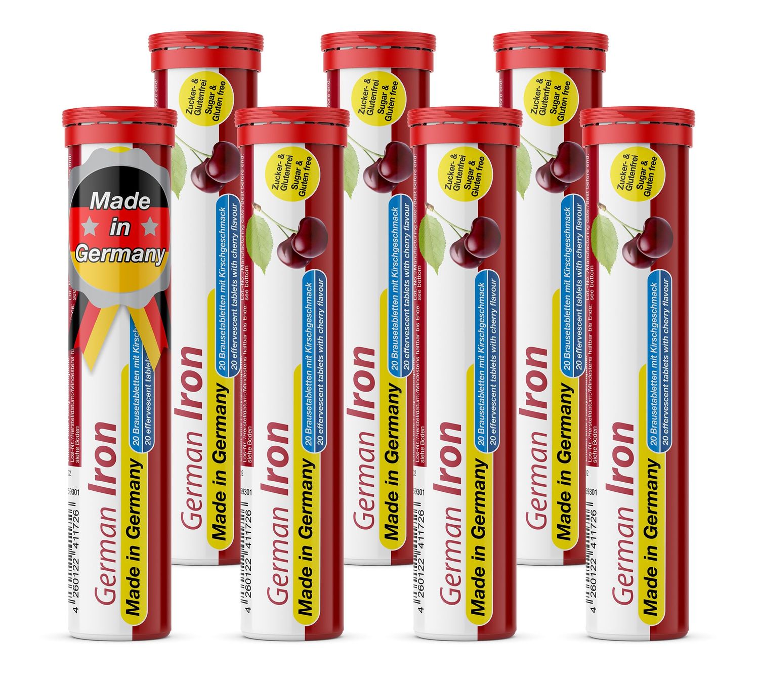 TD German Iron 14 mg - 140 Vegan Drink Effervescent Tablets - Cherry Flavor - Made in Germany