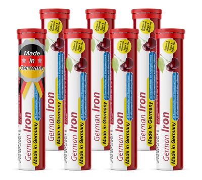 TD German Iron 14 mg - 140 Vegan Drink Effervescent Tablets - Cherry Flavor - Made in Germany