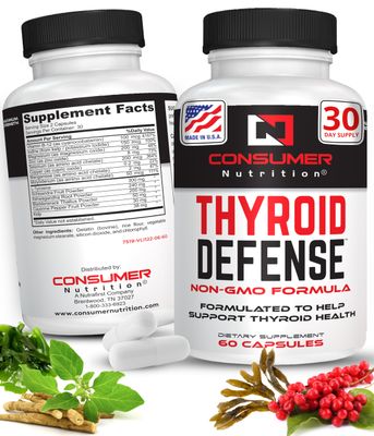 Consumer Nutrition Thyroid Support for Women Men - Ashwagandha, Cayenne, Schisandra, Kelp for Thyroid Health - Zinc, Vitamin B12 Iodine Supplements for Thyroid - Thyroid Defense 30 Capsules