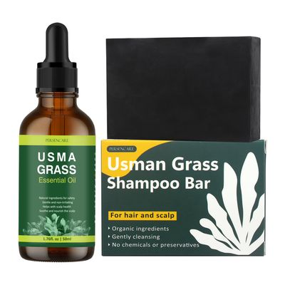 Natural Usma Juice Shampoo Bar Essential Oil Set, Hair Darkening and Growth, Grey Hair Removal Soap for Men and Women, Reverse Gray Reducing Thinning Hair Usman Grass Polygonum Multiflorum Serum