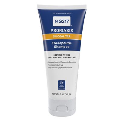 MG217 Psoriasis Shampoo with Coal Tar, Therapeutic Scalp Treatment, Controls Itching, Scaling, Flaking, Scale Buildup, Psoriasis Scalp Treatment, 3 Coal Tar Shampoo and Conditioner, 8floz