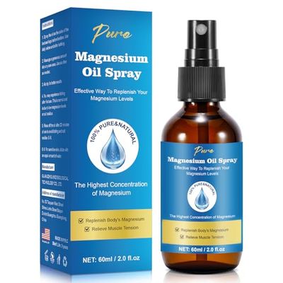 CtoCone Pure Magnesium Oil Spray,Magnesium Spray,Magnesium Oil for Feet, Magnesium Glass Bottle,2 fl oz60ml, Easy to Absorb and Use