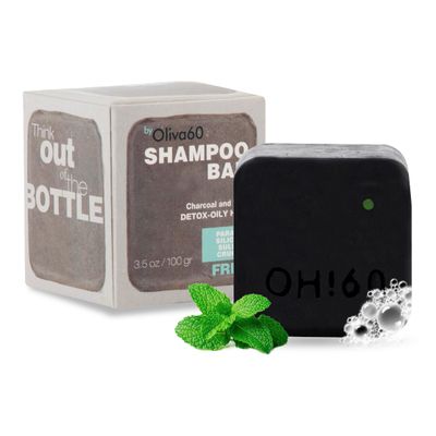 Shampoo Bar Charcoal Mint Olive, Argan Macadamia Oil Sulfate Paraben Free Natural Hair Care 3.5 oz Extra Moisturizing Shampoo for Oily Hair Activated Charcoal Peppermint Oil