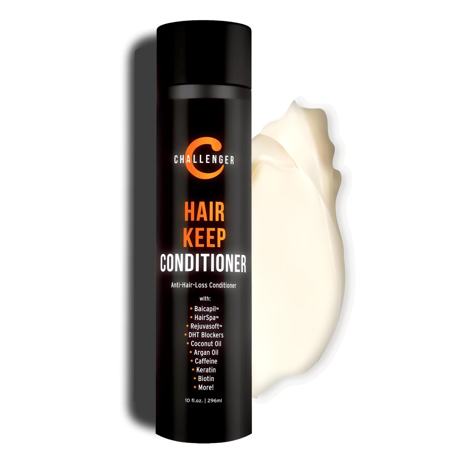 Challenger Men&#39;s Hair Keep Conditioner, 10 Ounce DHT Blocking, Hair Growth Conditioner wBaicapil, Rejuvasoft, HairSpa Caffeine, Biotin, Argan Coconut Oils, more - (2 mo. Supply)