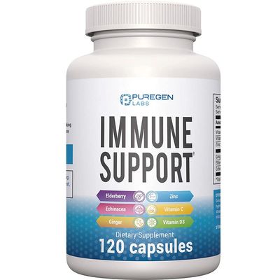 6 in 1 Immune Support 120 Capsules with Powerful Blend of Elderberry, Echinacea, Ginger, Vitamin C 650mg, Vitamin D3 5000 IU Zinc Picolinate 30mg- Immune Booster Supplement for Adults and Kids