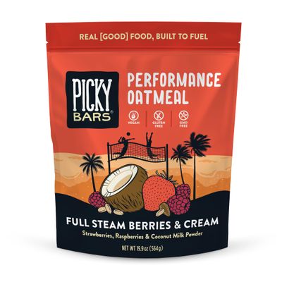 Picky Bars Picky Oats Performance Oatmeal with Protein, Full Steam Berries and Cream, 19.9 Oz (8 Servings)