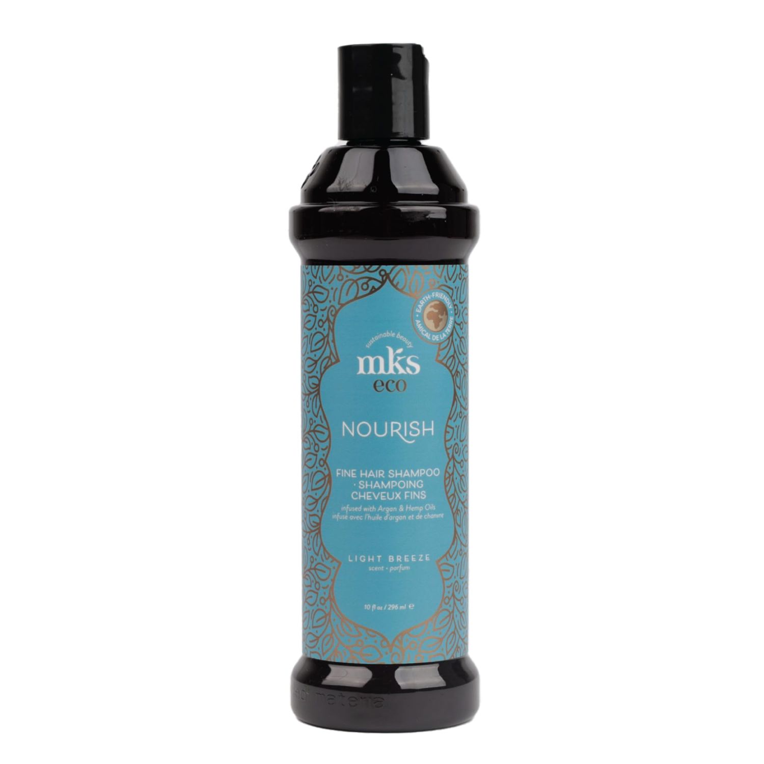 Earthly Body MKS eco Nourish Shampoo for Fine Hair, Light Breeze - 10 fl oz - Cleanses Strengthens - Safe for Color Treated Hair - Moroccan Argan Oil, Hemp Seed Oil - Vegan, Cruelty Free