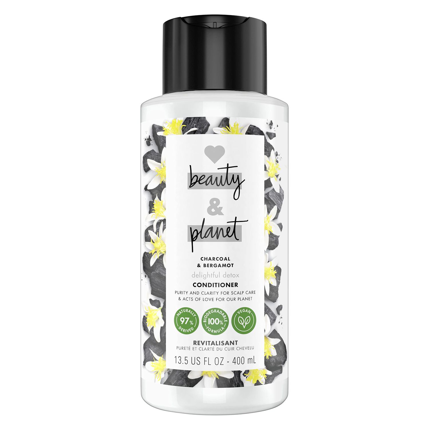 Love Beauty And Planet Cleansing Conditioner Delightful Detox for Cleansed Hair Charcoal Bergamot Vegan, Paraben-free, Silicone-free, Cruelty-free Clarifying Conditioner 13.5 oz