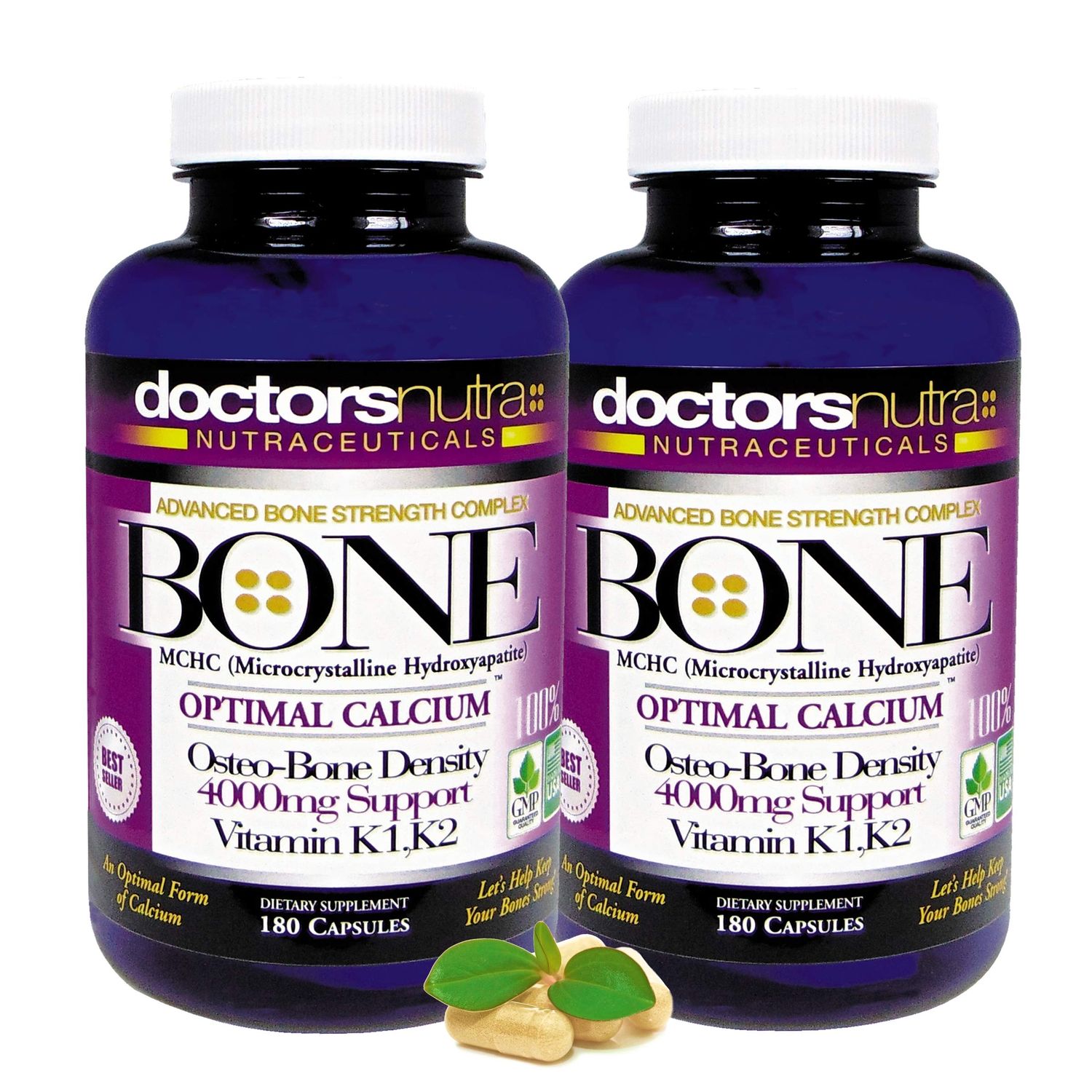 (Pack of 2) Calcium 1000 Milligrams with 4000 Milligrams MCHC for Complete Calcium Maximum Bone Strength Support by Doctors Nutra Nutraceuticals Plus K1. K2, Magnesium, Vitamin D, Zinc, and More