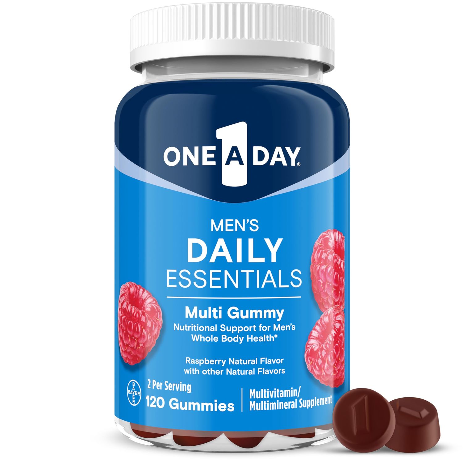 One A Day Men s Daily Essentials Multivitamin Gummies, Multivitamin for Men, Bone Health, Zinc, Raspberry Natural Flavor, 120 Gummies