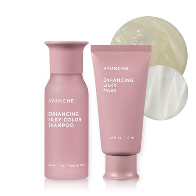 AYUNCHE Silky Shampoo and Hair Mask Mini Kit (1oz) - Intensive Care for Dyed, Damaged and Tangled Hair No Split Ends Korean Salon Brand