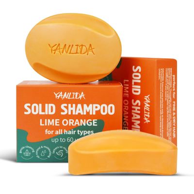 YANLIDA Solid Shampoo Conditioner Bar 2-In-1, Citrus Bar Shampoo for Dry, Itchy, and Oily Scalp, pH Balanced, Vegan Bars for Hair Strengthening Cleansing Moisturize, Cruelty-Free, 3 oz (Pack of 2)