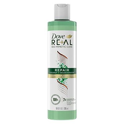 Dove REAL Bio-Mimetic Care Conditioner For Damaged Hair Repair Coconut Vegan Keratin Silicone-Free Conditioner 10oz