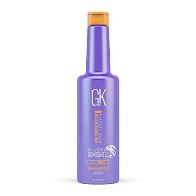 GK HAIR Global Keratin Silver Bombshell Purple Shampoo (9.5 Fl Oz280ml) For Blonde, Platinum, Ash, Silver Gray Hair Moisturizes Dry Damaged Removes Yellow Brassy Tones