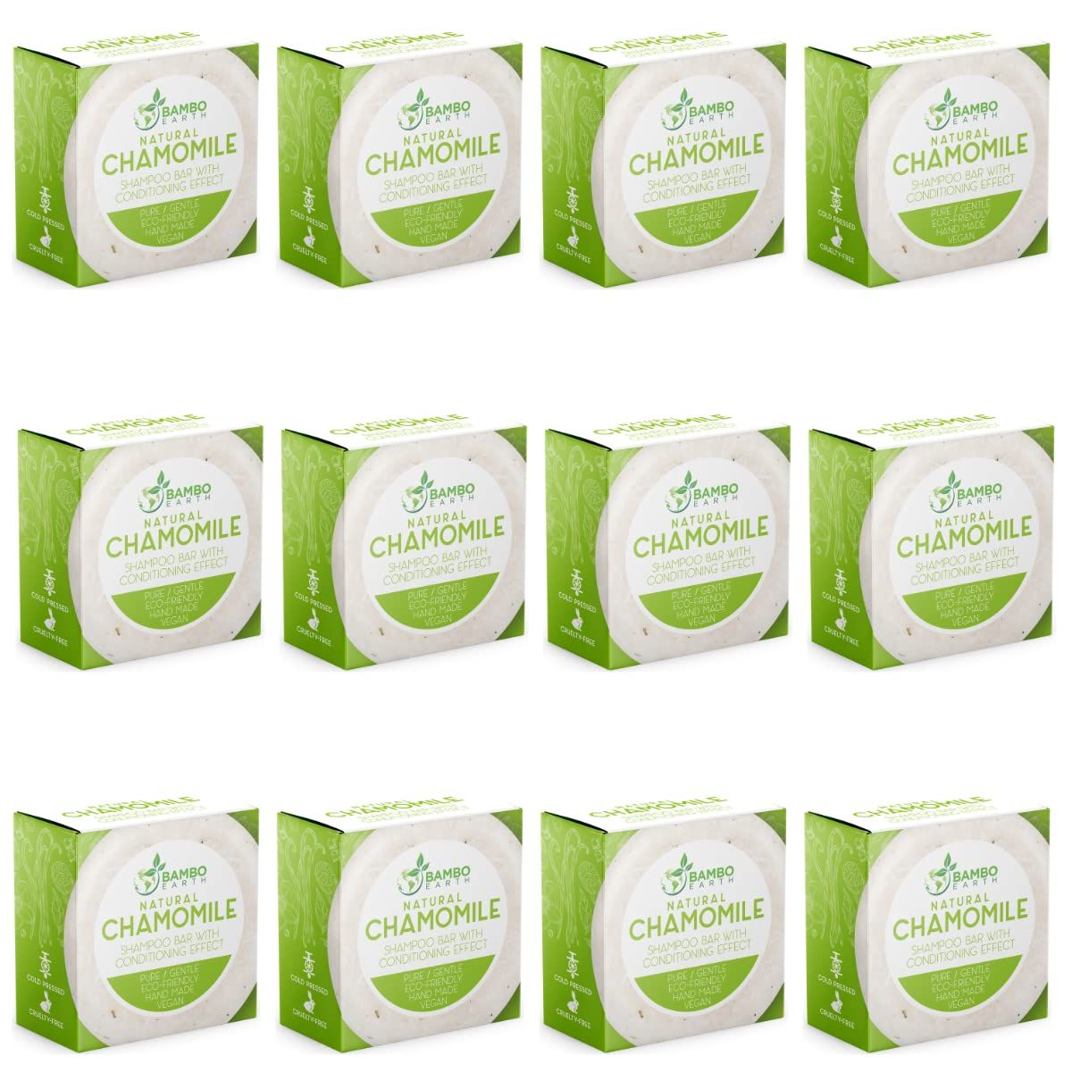 Solid Shampoo Bar And Conditioner Effect Hair Soap - 12 Pack Natural Shampoo Bars For Hair With Plant Based Essential Oils And Eco Friendly Zero Waste Biodegradable Packaging (Chamomile Pack Of 12)