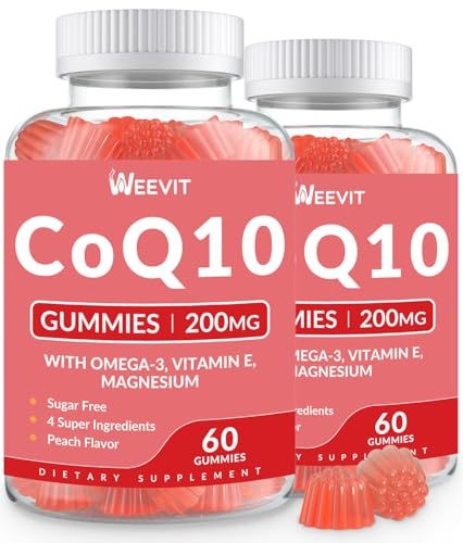 Sugar Free CoQ10 Gummies 200 MG, Coenzyme Q10 (Ubiquinone) Gummies for Adults, Co Q10 Supplement with Omega-3, Vitamin E Magnesium - Energy, Brain and Antioxidant Support