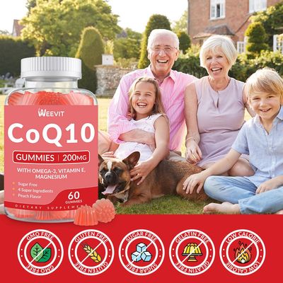 Sugar Free CoQ10 Gummies 200 MG, Coenzyme Q10 (Ubiquinone) Gummies for Adults, Co Q10 Supplement with Omega-3, Vitamin E Magnesium - Energy, Brain and Antioxidant Support