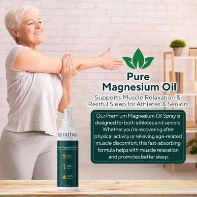 Trulore Mirativa Magnesium Oil Spray - Supports Muscle Recovery Eases Tension. Topical Magnesium for Post-Workout Relaxation. Fast-Absorbing, Lightweight Formula for Athletes Active Lifestyles.