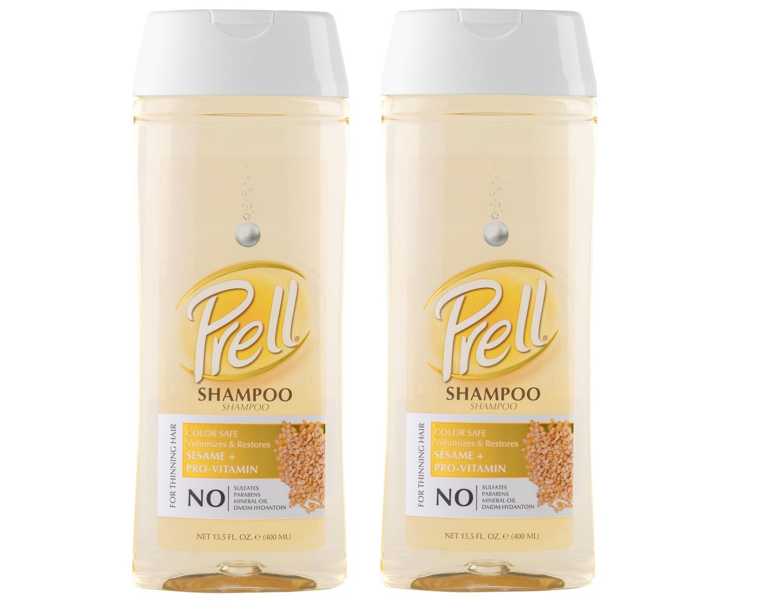 Prell Sesame Pro-Vitamin Shampoo for Thinning Hair, Color Safe, Volumizes Restores 13.5 fl. oz. (Pack of 2)