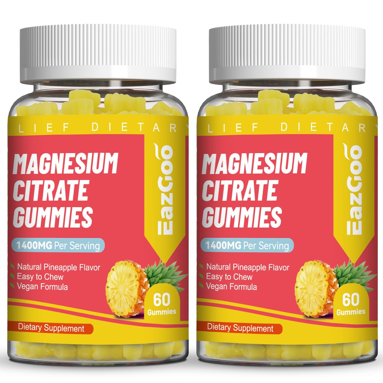 EAZGOO 1400MG Magnesium Citrate Gummies, High Absorption Magnesium Gummies for Adults, Extra Strength Magnesium Gummy Supplement for Healthy Relaxation, Vegan, Non-GMO, 120 Gummies
