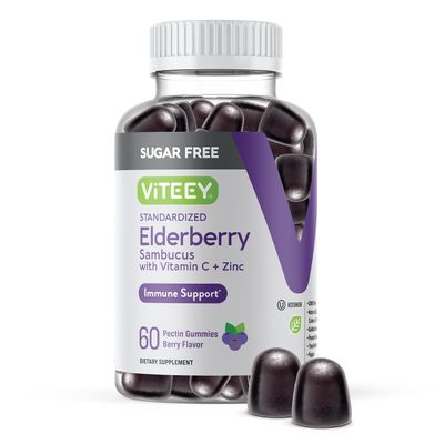 Sambucus Elderberry Gummies for Adults Teens Zinc Vitamin C - Sugar Free - Immune Support Booster Herbal Supplement - Vegan, Gluten Free, Gelatin Free, GMO Free, Chewable Berry Flavored Gummy