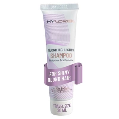 Mon Platin Professional HY Loren Blond Hair Shampoo with Hyaluronic Acid for Blond Highlighted Hair, Shampoo for Blond Hair, SLSSLES Free, Moisturizing Shampoo, Purple Shampoo, 30ml