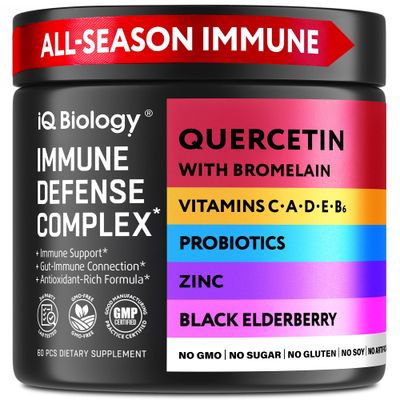 Quercetin with Bromelain - Premium Quercetin Capsules for Immune Support Respiratory Care - Green Tea Zinc Magnesium Vitamin D Vitamin C Vitamin E Turmeric Ginger Selenium Calcium - 60 Capsules