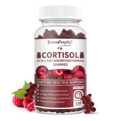GREENPEOPLE Cortisol Supplements Detox for Women - Cortisol Manager Reduce with AshwagandhaPhosphatidylserineMagnesium for SleepRlaxationMood - 120 CT Raspberry Flavor Gummies