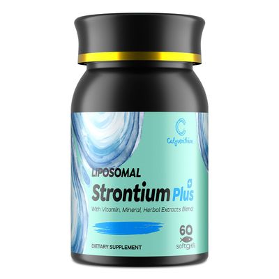 Calyverithion Liposomal Strontium Citrate 680mg-Advanced Bone Density Joint Support Formula with Calcium, Vitamin K2 (MK-7), Magnesium Herbal Bone Blend-Natural Citrus Flavor-60 Softgels