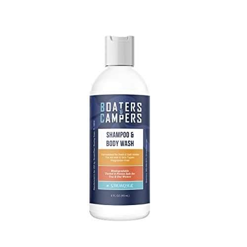 STREAM 2 SEA Boaters and Campers All Natural Hair Shampoo for Camping and Boating, 4 oz Reef Safe Fragrance Free, Anti Frizz and Color Safe Shampoo, Paraben Free Hydrating Shampoo