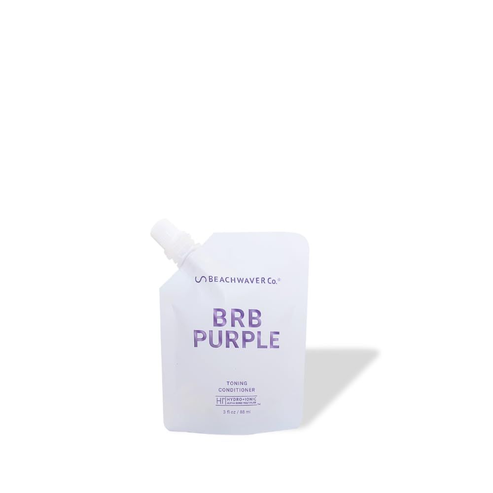 The Beachwaver Co. Haircare BRB Blonde Purple Conditioner - Travel Size (3 Oz) Anti-Brass Toning Conditioner wHiX Vegan Bond Multipliers Moisturizing, Sulfate-Free Formula for Blonde Grey Hair