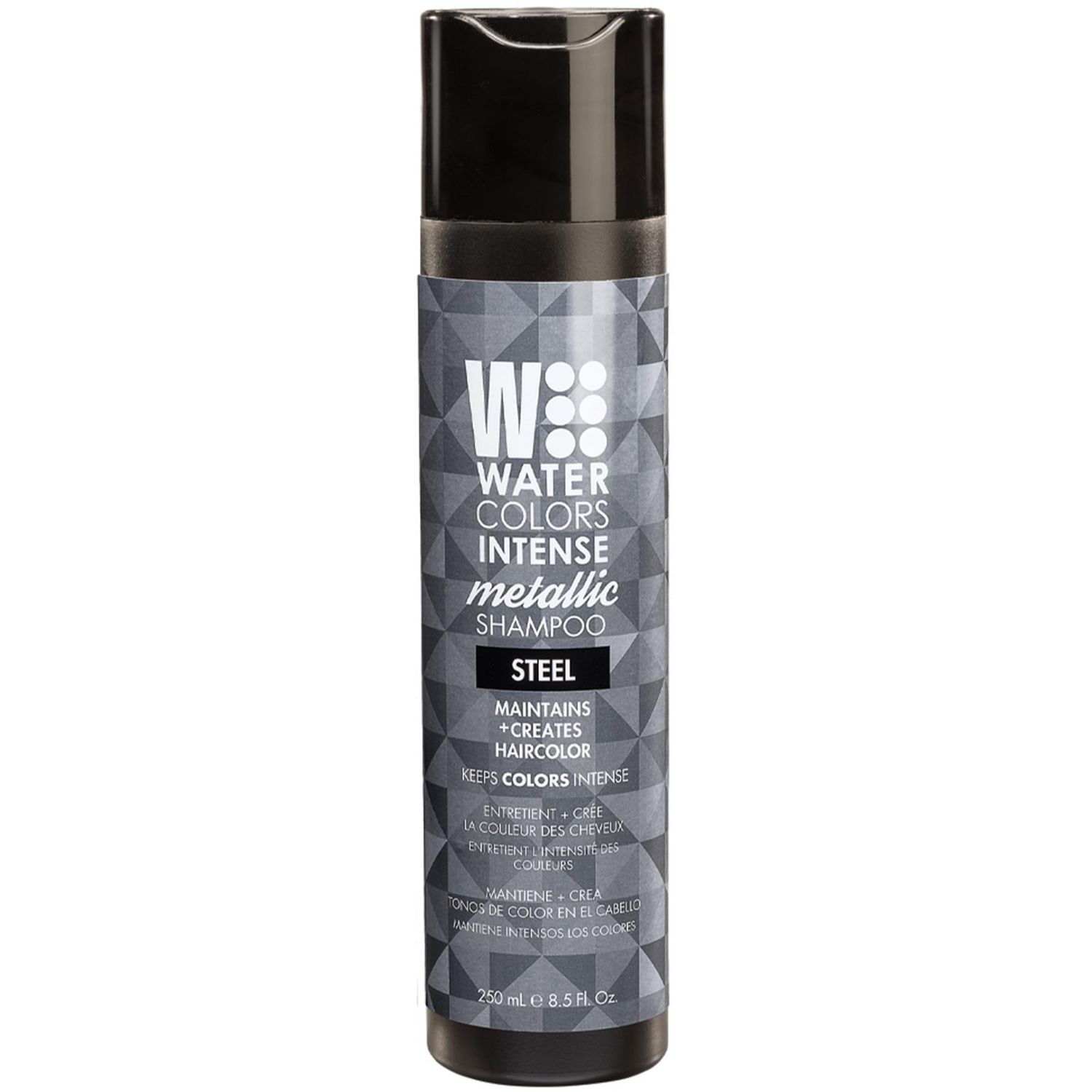 Watercolors INTENSE METALLIC Semi Permanet Color Depositing Shampoo-Sulfate Paraben Free to Maintain Enhance Hair Color 8 fl oz - STEEL