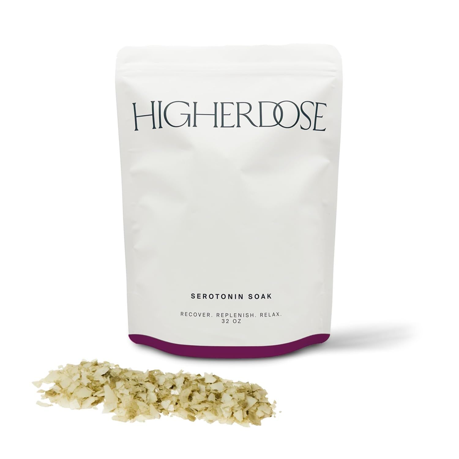HigherDOSE Serotonin SOAK - Potent Magnesium Flakes with Stress Relief Essential Oils Apple Cider Vinegar - Relaxing Bath Salts to Maintain Serotonin Levels and Muscle Nerve Relief (32 Ounce)