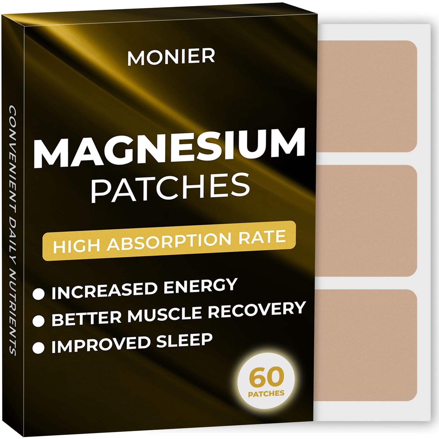 Magnesium Patches (Pack of 60) - 100 Natural Patch for Women and Men - with Calcium - Muscle and Bone Support, Calming - Enhanced Formula