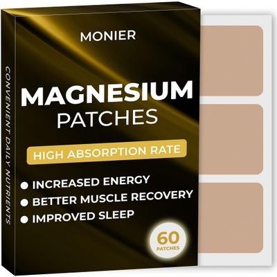 Magnesium Patches (Pack of 60) - 100 Natural Patch for Women and Men - with Calcium - Muscle and Bone Support, Calming - Enhanced Formula