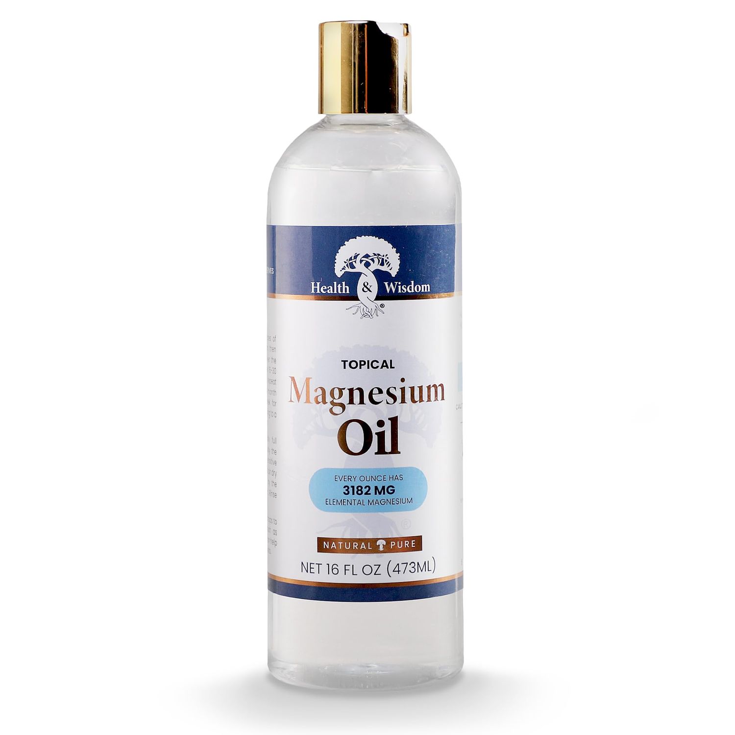 Health and Wisdom Topical Magnesium Oil - Pure Magnesium Oil, Magnesium Oil for Feet, Transdermal Magnesium Oil for Bath, Magnesium Massage Oil, Magnesium Chloride Oil, Magnesium Soak - 16 Fl Oz