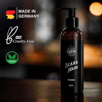 Charlemagne Beard Wash for Men - 200 ml, Mediterranean Breeze Scent - Leave-In Beard Shampoo Conditioner that Moisturizes Softens - Developed by Barbers, Made in Germany