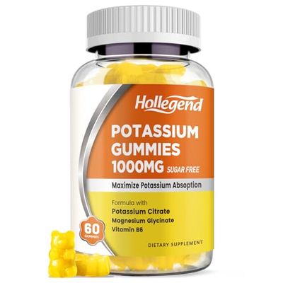 HOLLEGEND Potassium Gummies 1000mg, Maximize Potassium Absoption Blend with Vitamin B6 Magnesium, Potassium Citrate Supplement for Adults, Sugar Free, 60 Count