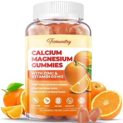 Calcium Magnesium Zinc Gummies with Vitamin D3 K2 - High Absorption Magnesium Glycinate 400mg - Sugar Free Calcium Supplement - Support Nerve Muscle Mood Immunity - for Adults Men Women Kids