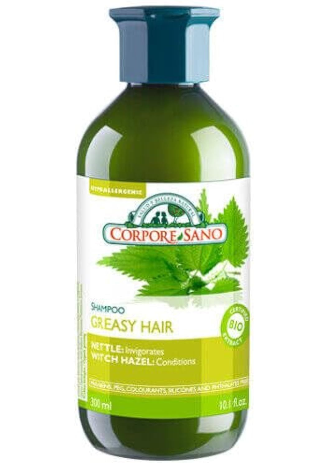 CORPORE SANO Nettle,Witch Hazel and Lime Shampoo-No Parabens-Certified Organic- Hypoallergenic-Greasy Hair-300 ml10.1 fl. oz.
