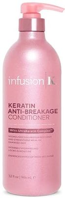 Infusion K Keratin Anti-Breakage Conditioner with UltraKeratin Complex - Hydrates Enhances Softness Shine Strengthens Weak Damaged Hair Color Safe Paraben Sulfate Free (32 oz)