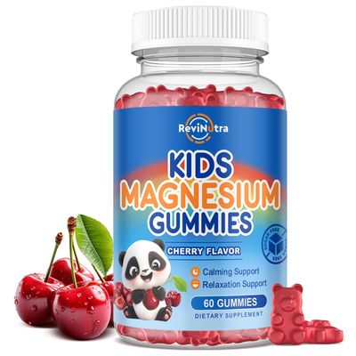 Magnesium Gummies for Kids, Magnesium Citrate Supplement for Adults Kids, Calm Magnesium Gummies Support Sleep, Bone Muscle Health, Nerve Relaxation, 60 Cherry Gummies