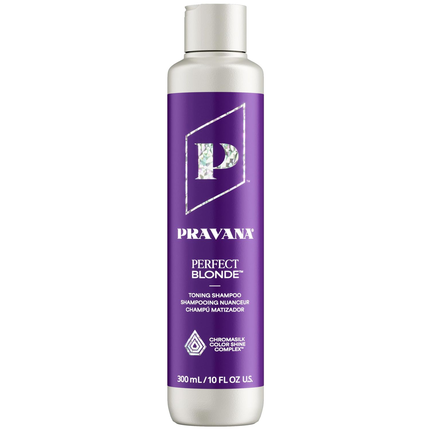 Pravana The Perfect Blonde Purple Toning Shampoo Neutralizes Brassy, Yellow Tones For Color-Treated Hair Chromasilk Enhances Shine Protection Vegan, Paraben Sulfate Free 10 Fl Oz